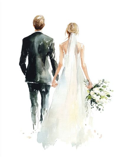 Wedding Couple Watercolor Print. poster print