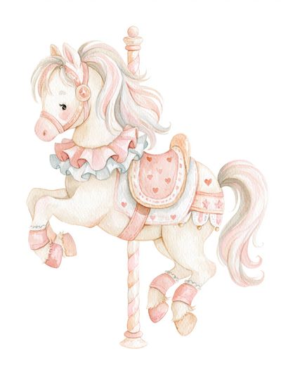 Pastel Carousel Horse Illustration Poster. poster