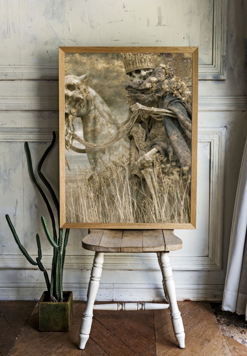 Skeleton Rider Surrealism Print. — room view 1