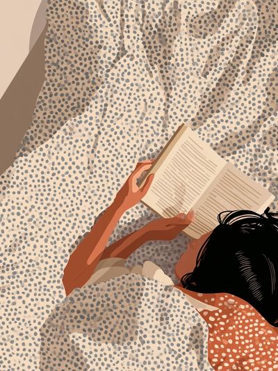 Reading in Bed Illustration Print. poster