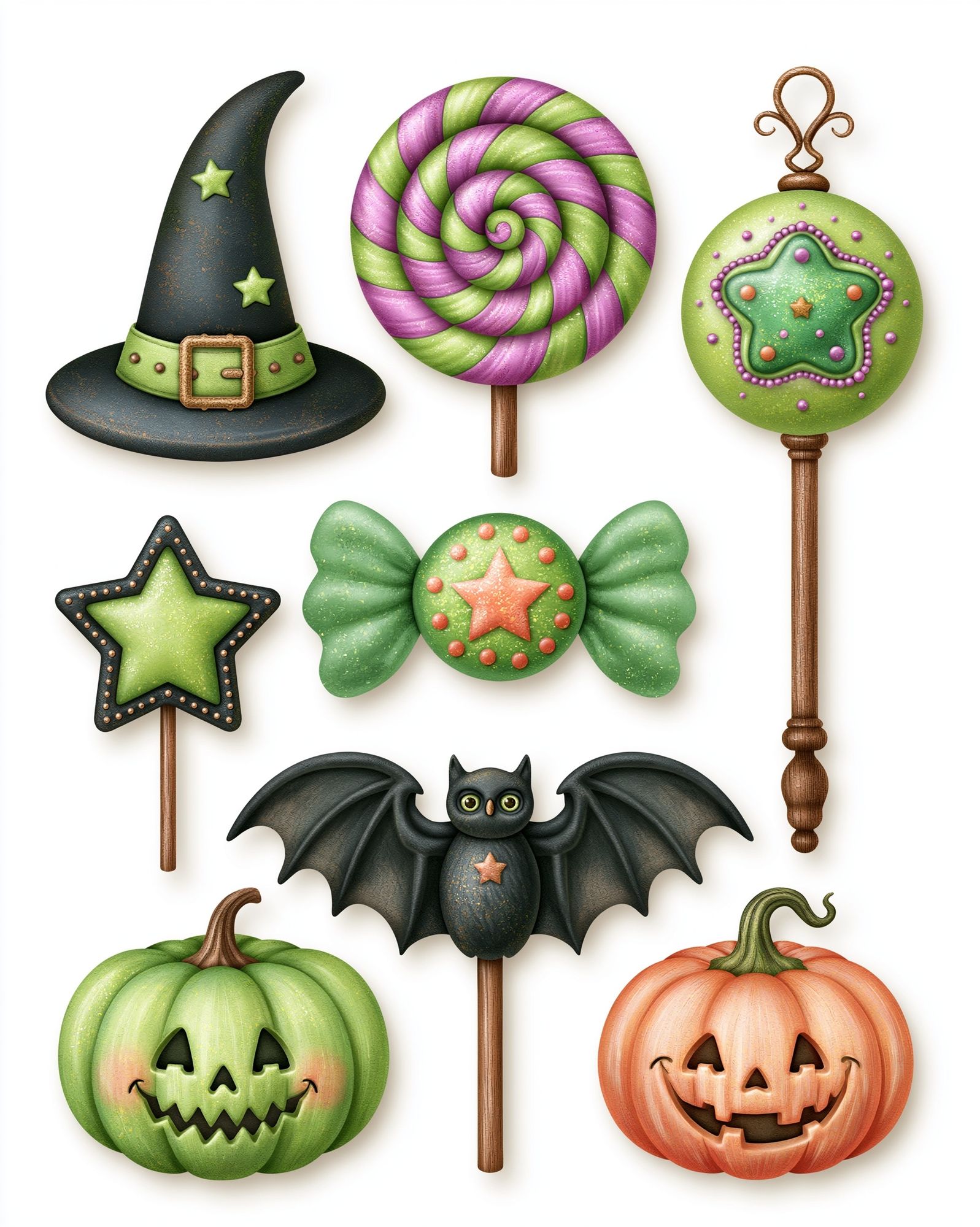 Halloween Candy Lollipops Illustration Poster. poster detail
