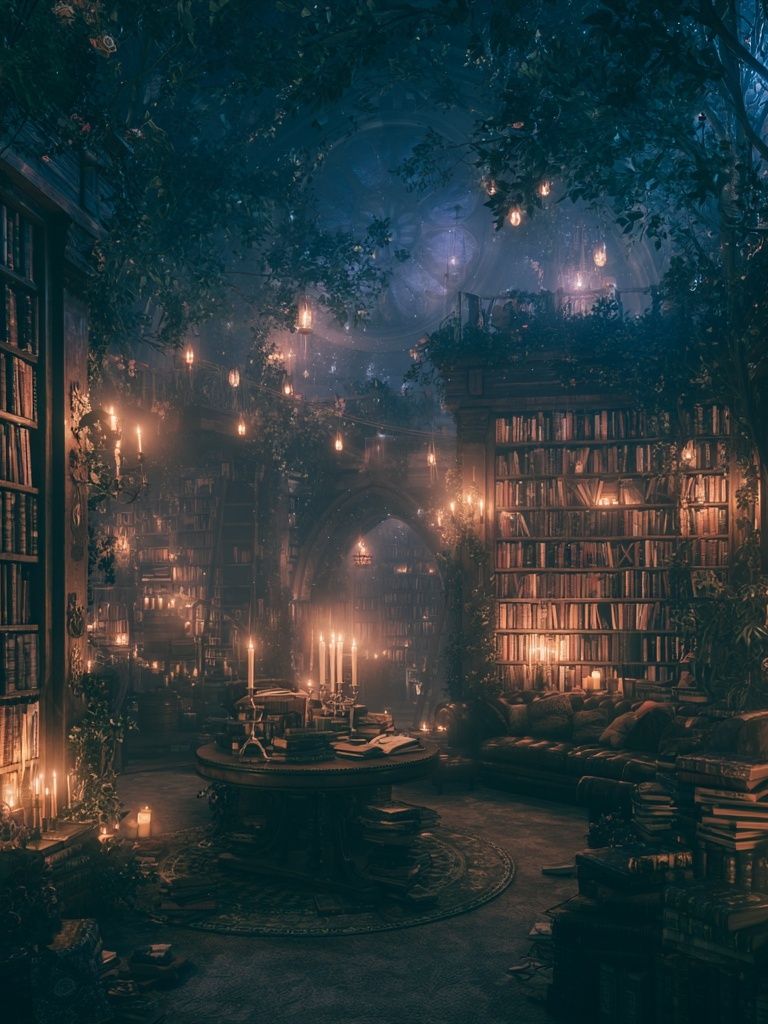 Enchanted Library — Fantasy Print. poster detail
