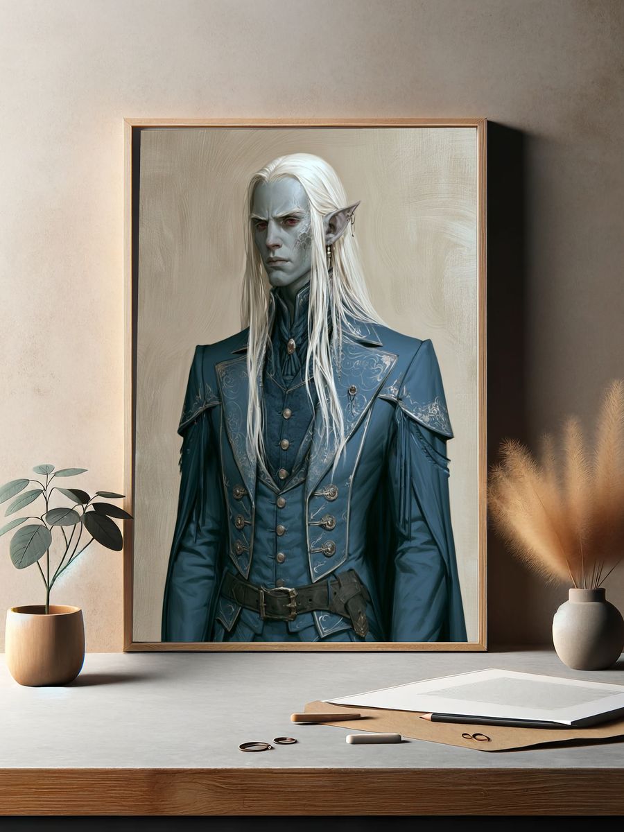 Elven Noble Portrait Print. — room view 2