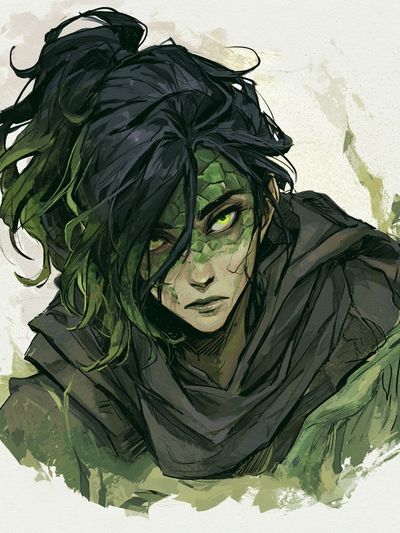 Green-Haired Character Illustration Poster.