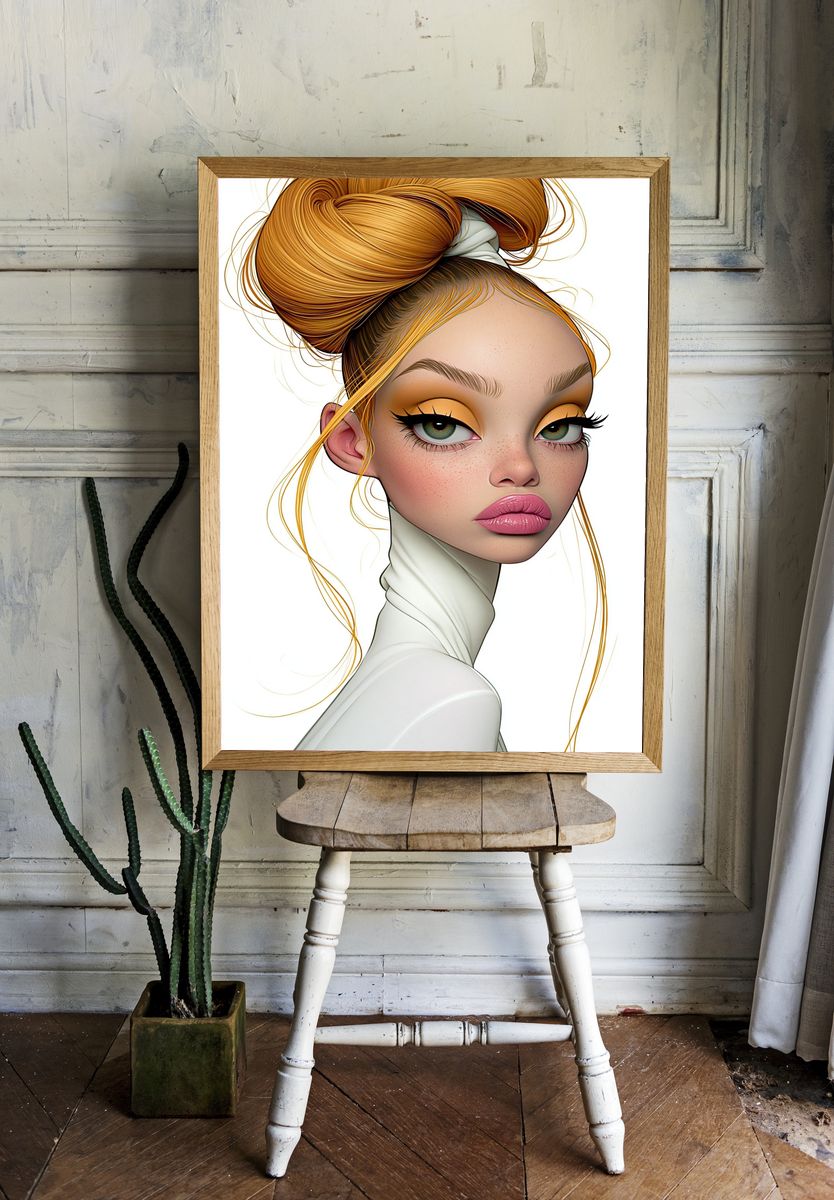 Stylized Fashion Portrait Poster. — room view 1