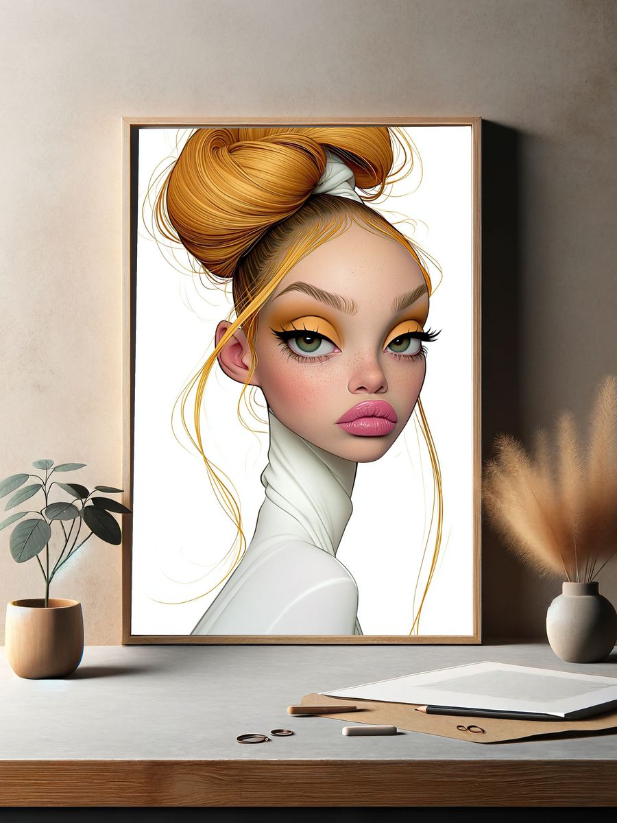 Stylized Fashion Portrait Poster. — room view 2