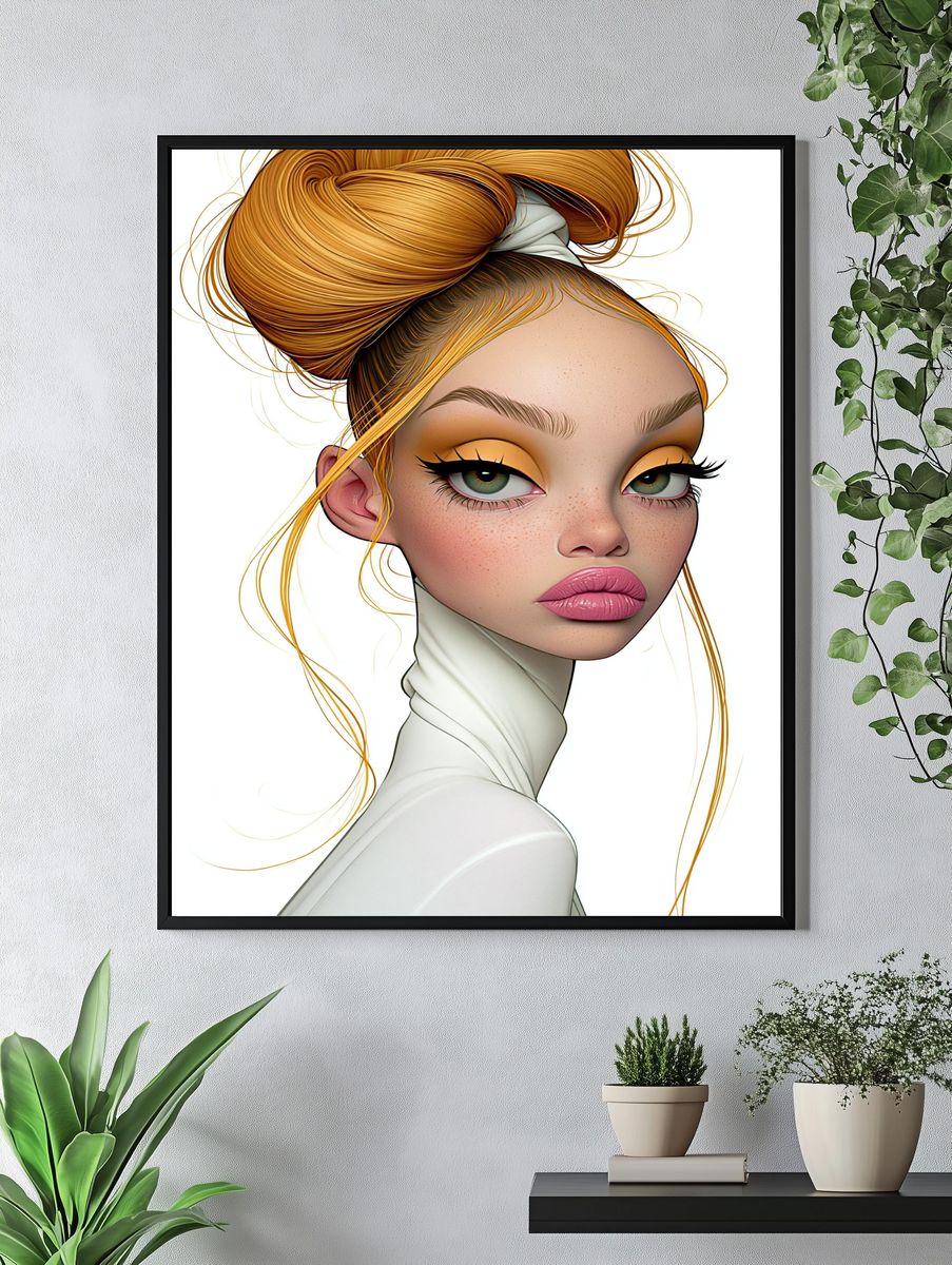 Stylized Fashion Portrait Poster. — room view 4