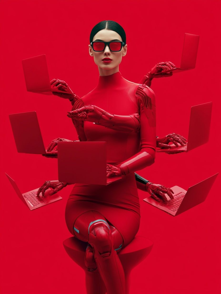 Red Cyber Fashion Poster. poster — illustration art
