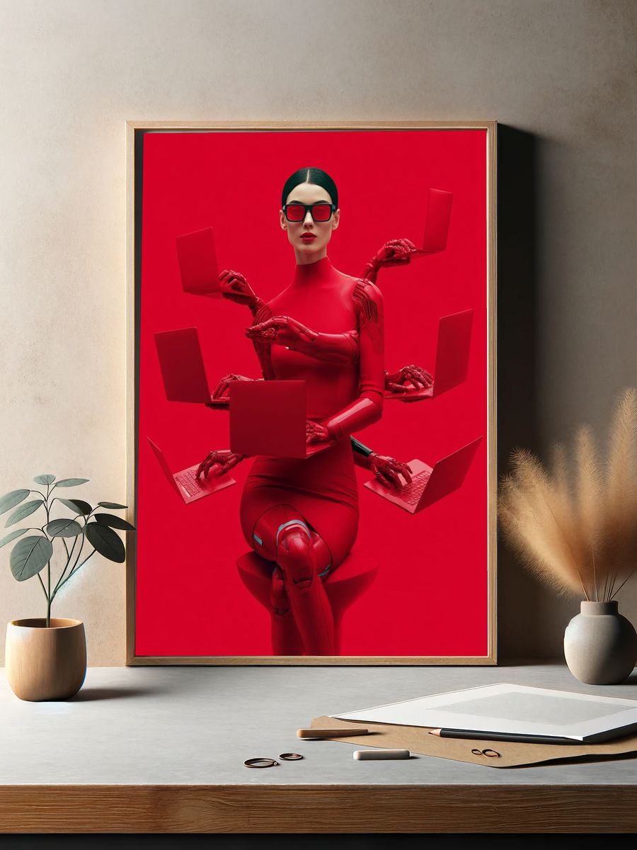 Red Cyber Fashion Poster. — room view 2