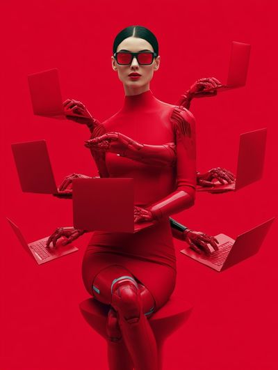 Red Cyber Fashion Poster. poster print