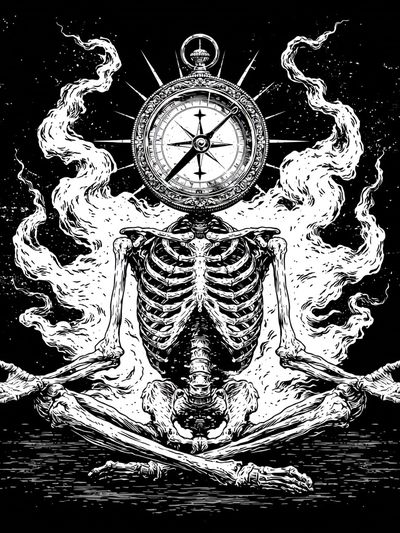 Skeleton Compass Meditation Print.