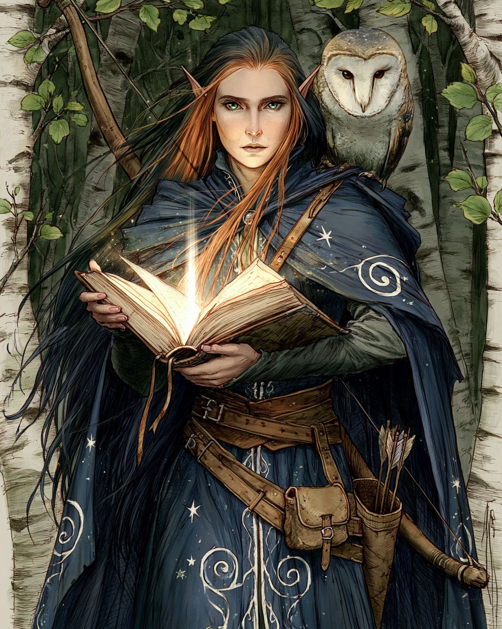 Elf Spellcaster Illustration Poster. poster — illustration art