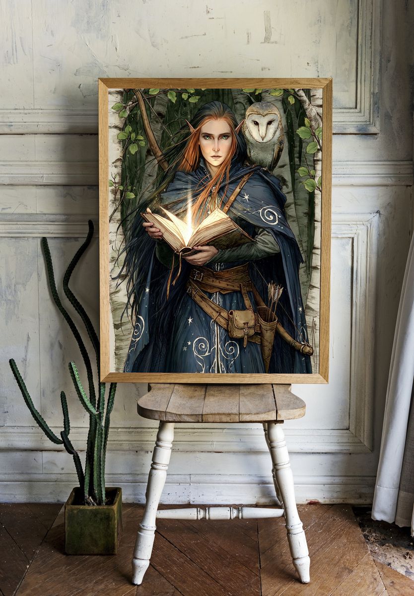 Elf Spellcaster Illustration Poster. room preview