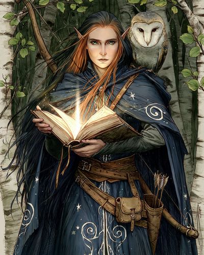 Elf Spellcaster Illustration Poster. poster print