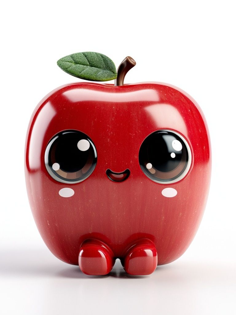 Cute Apple Character Illustration Poster. poster detail
