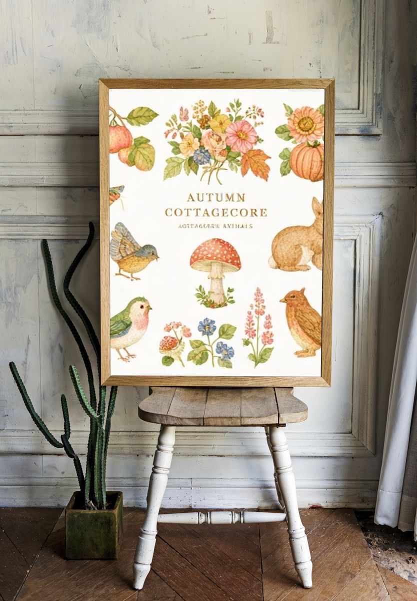 Autumn Cottagecore Animals Poster. — room view 1