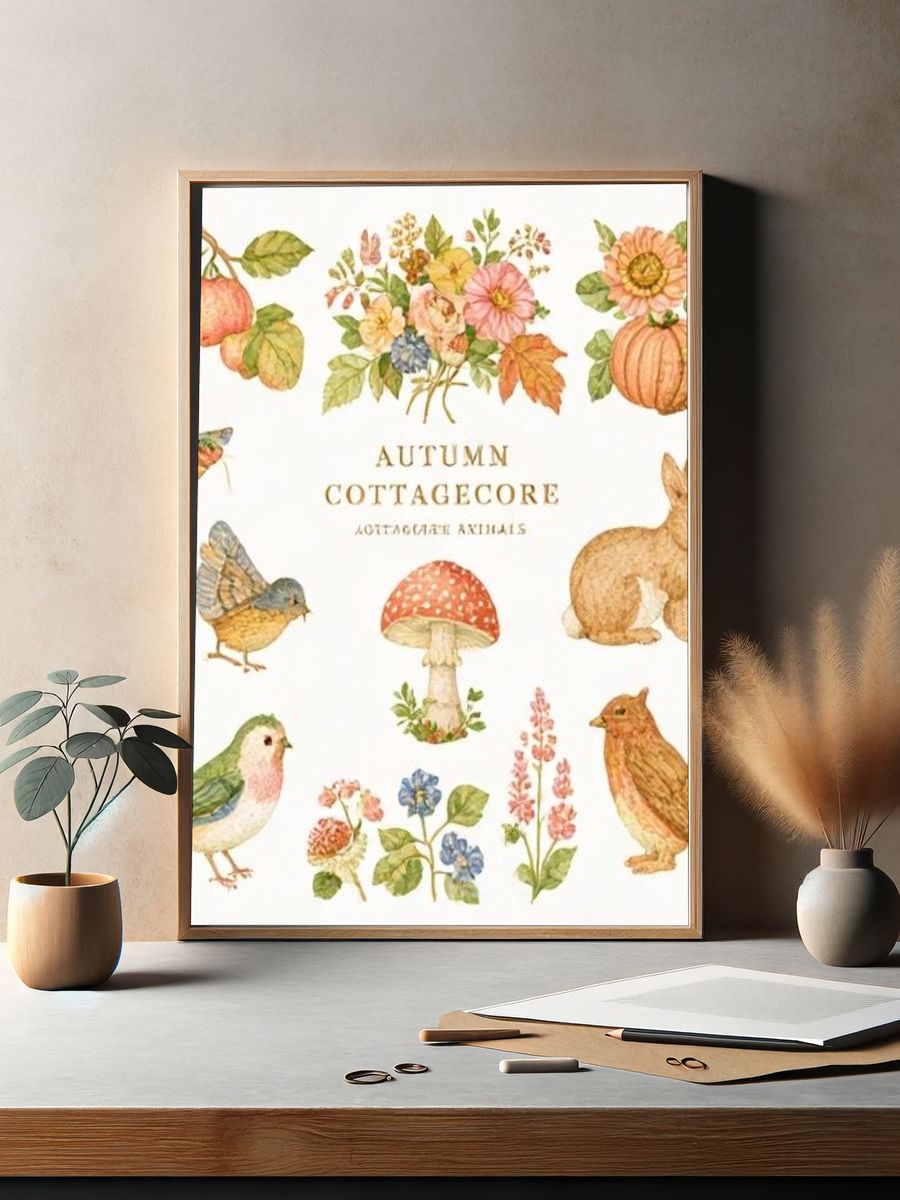Autumn Cottagecore Animals Poster. — room view 2