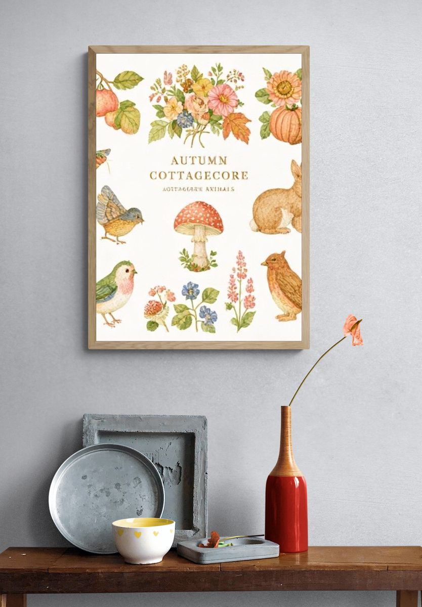Autumn Cottagecore Animals Poster. — room view 3