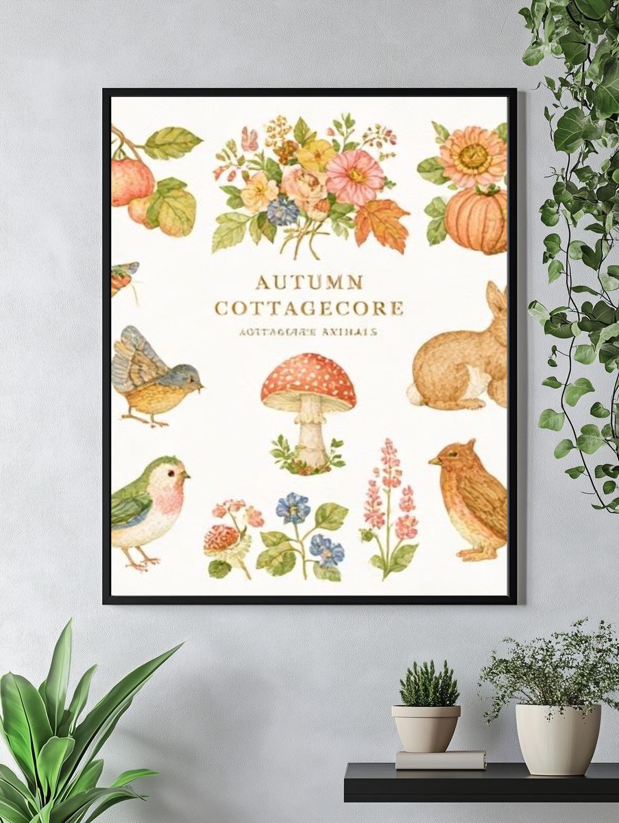 Autumn Cottagecore Animals Poster. — room view 4