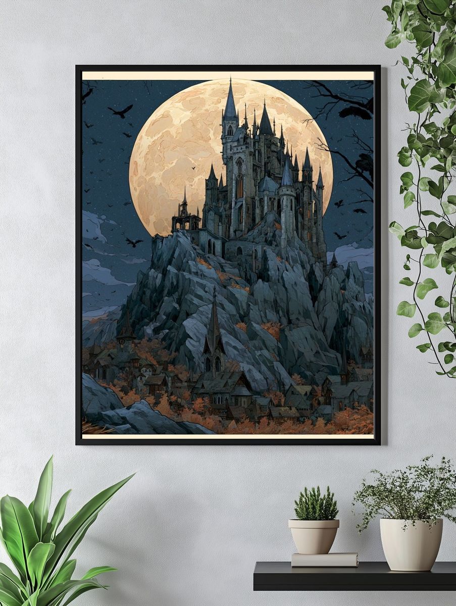 Moonlit Castle Fantasy Print. — room view 4