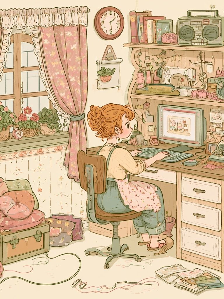 Cozy Craft Room Illustration Poster. poster — illustration art