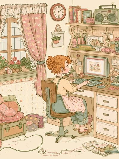 Cozy Craft Room Illustration Poster. poster