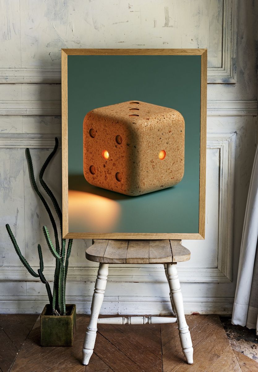 Cork Dice Still Life Poster. — room view 1