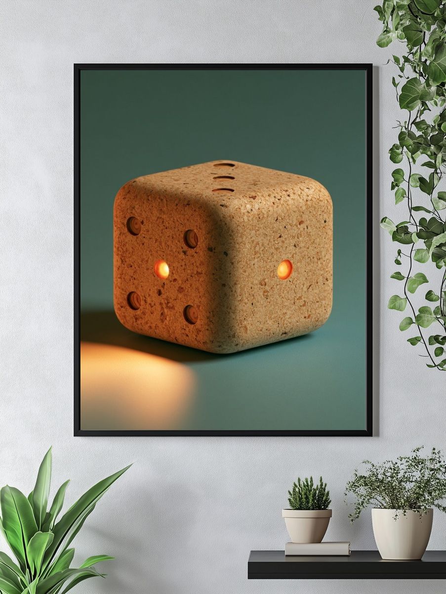 Cork Dice Still Life Poster. — room view 4