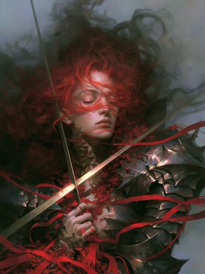 Crimson Warrior Portrait Print.