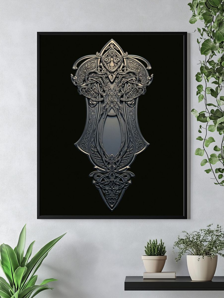 Celtic Ornamental Mirror Illustration Poster. — room view 4