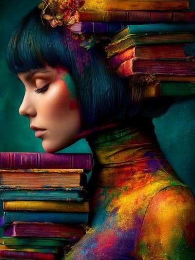 Colorful Book Portrait Illustration Poster.
