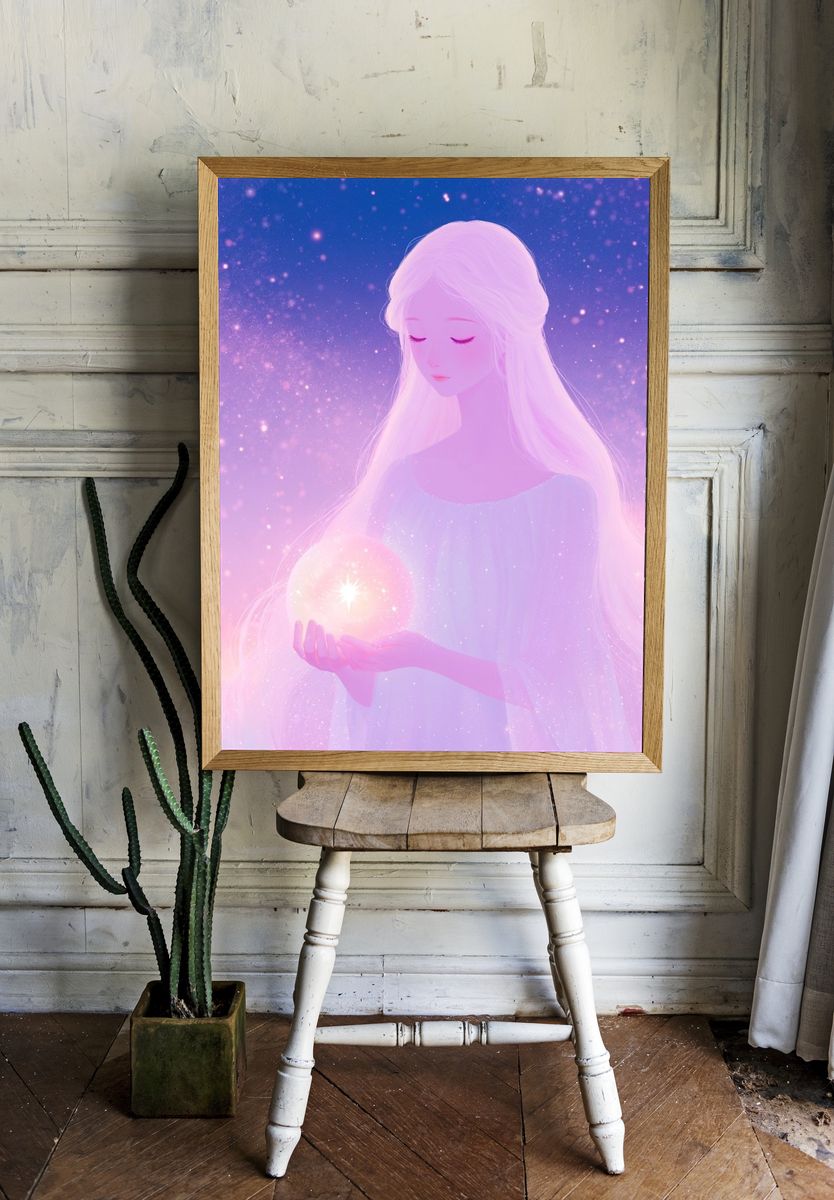 Celestial Girl with Crystal Orb Print. — room view 1