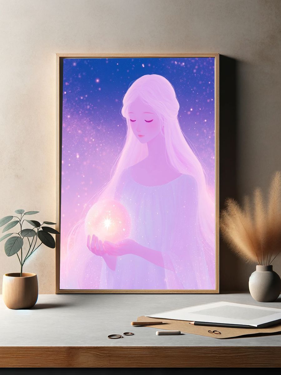Celestial Girl with Crystal Orb Print. — room view 2