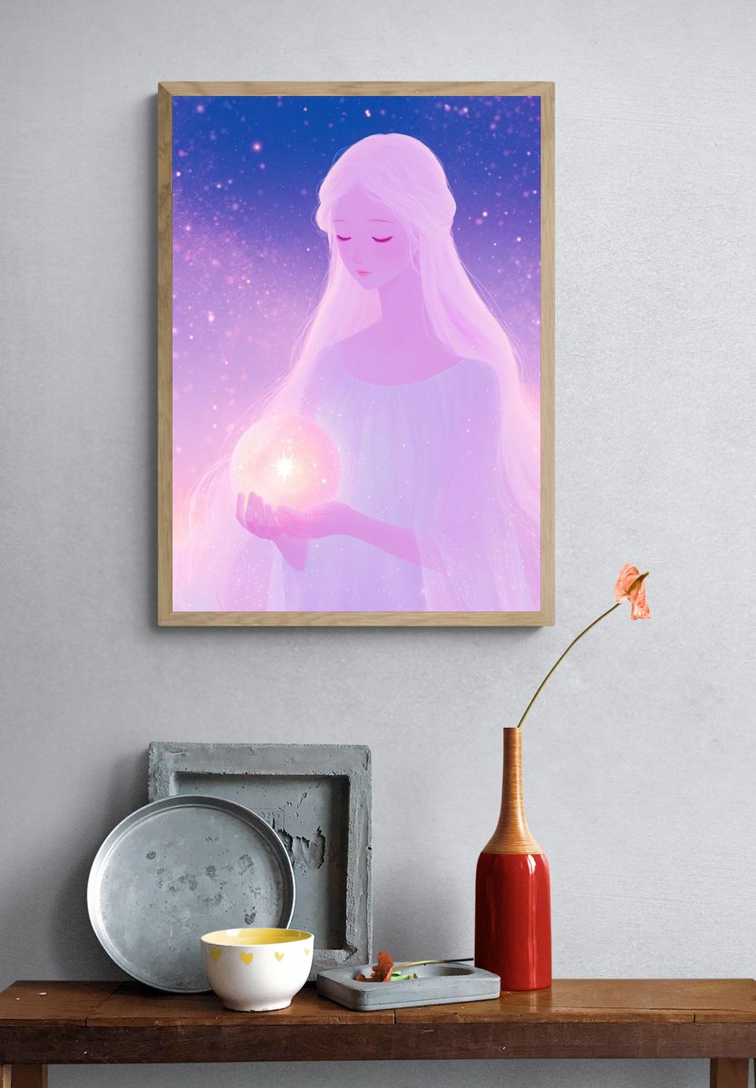 Celestial Girl with Crystal Orb Print. — room view 3