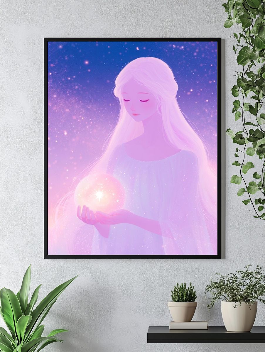 Celestial Girl with Crystal Orb Print. — room view 4