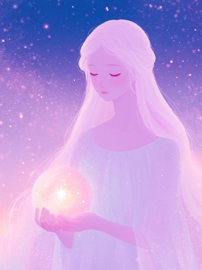 Celestial Girl with Crystal Orb Print.