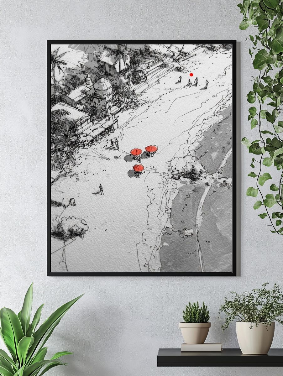 Beachfront Sketch Poster. — room view 4