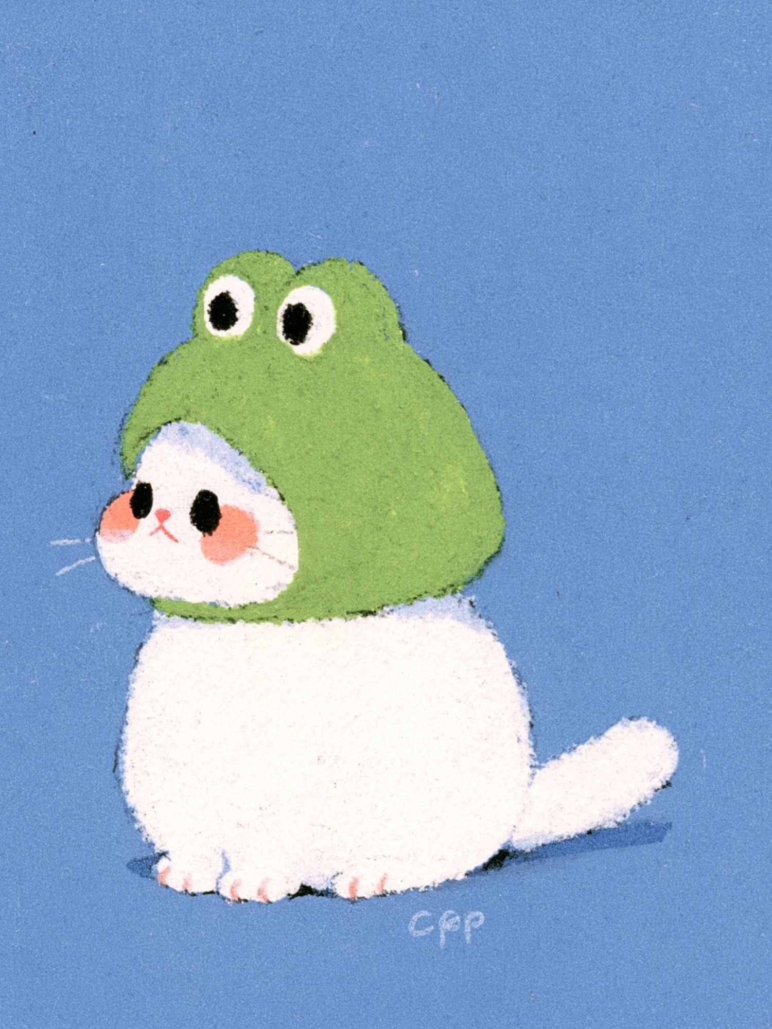 Frog Hat Cat Illustration Poster. poster — illustration art