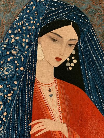 Elegant Woman Portrait Illustration Poster. poster