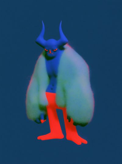 Horned Creature Digital Art Poster. poster