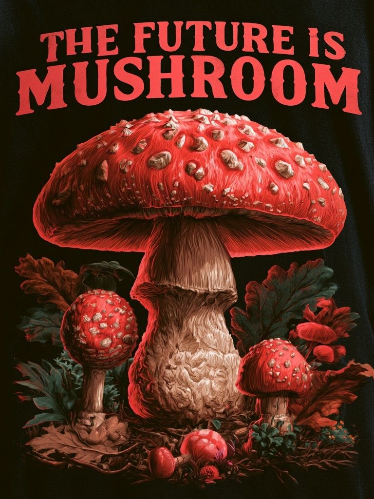 The Future Is Mushroom Typography Poster. poster — illustration art