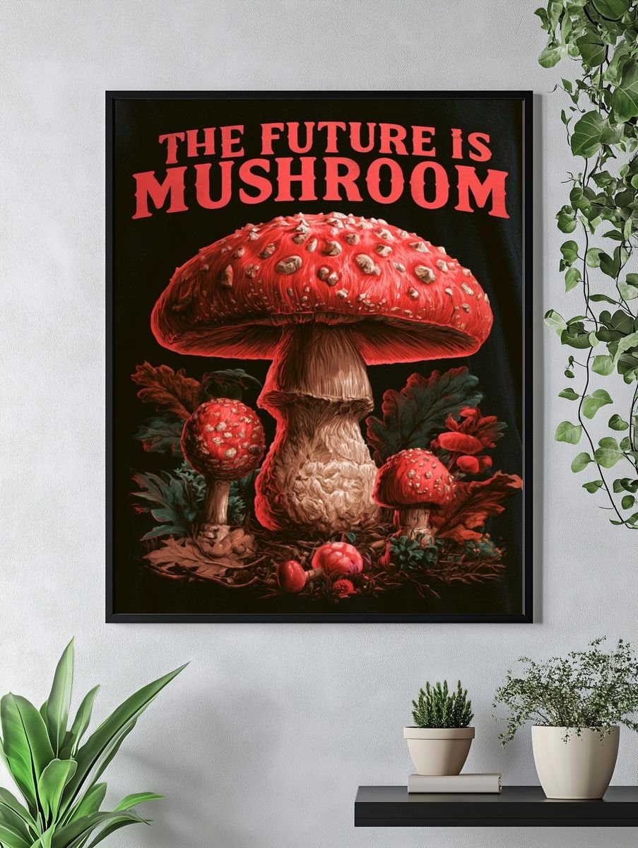 The Future Is Mushroom Typography Poster. — room view 4