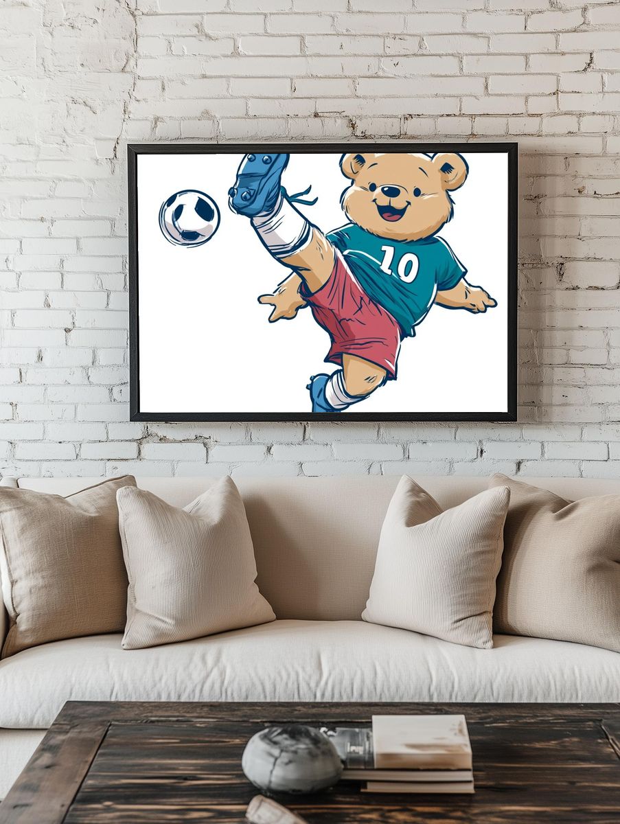 Soccer Bear Illustration Poster. room preview