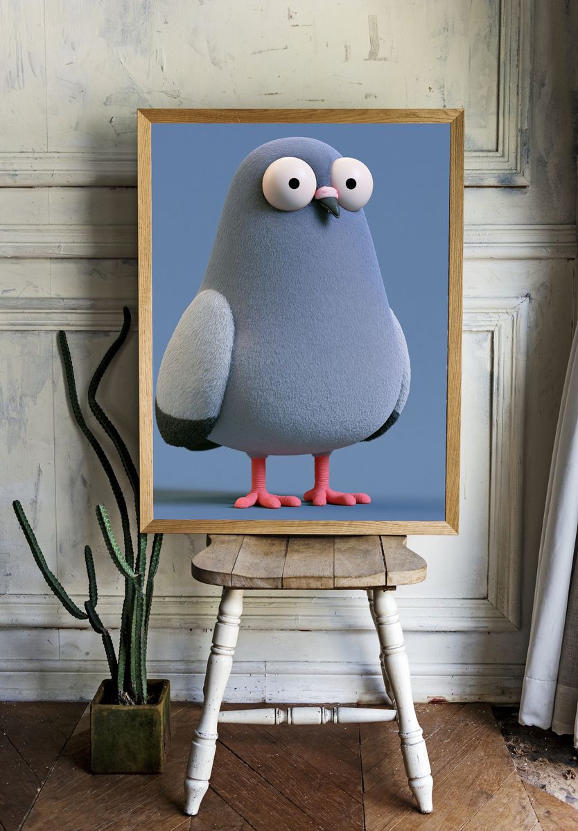 Boy and Balloons Illustration Poster. — room view 1