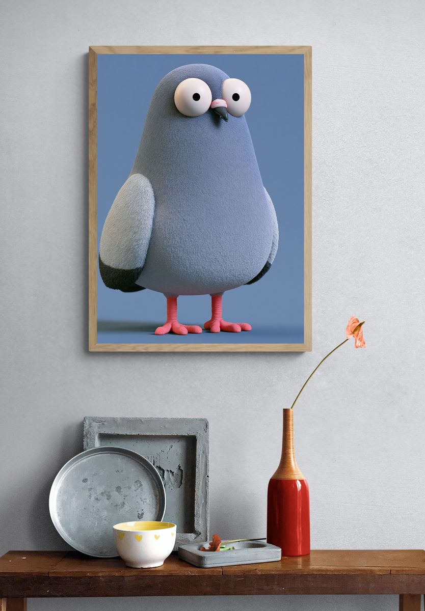 Boy and Balloons Illustration Poster. — room view 3