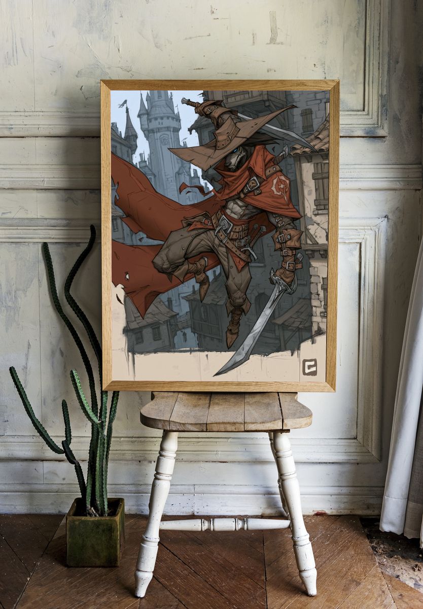 Masked Rogue Fantasy Illustration Poster. — room view 1