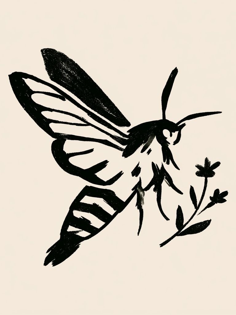 Moth Ink Illustration Poster. poster detail