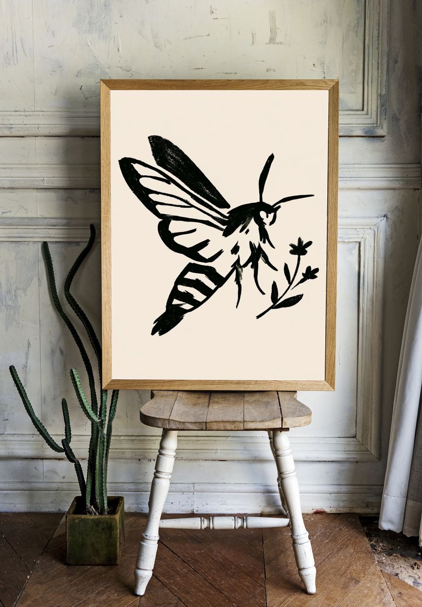Moth Ink Illustration Poster. — room view 1