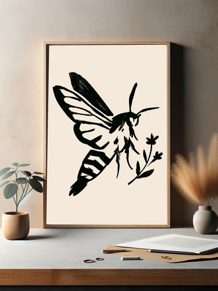 Moth Ink Illustration Poster. — room view 2