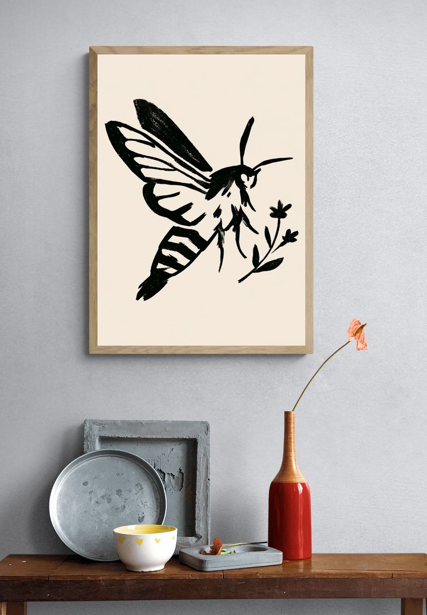 Moth Ink Illustration Poster. — room view 3